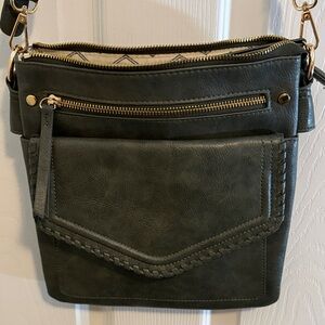 Elegant Dark Green Leather Crossbody Bag